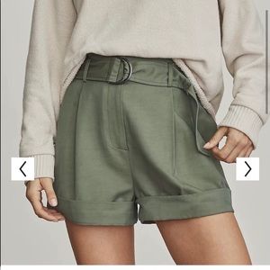 Elizabeth and James - High waist green paper bag shorts